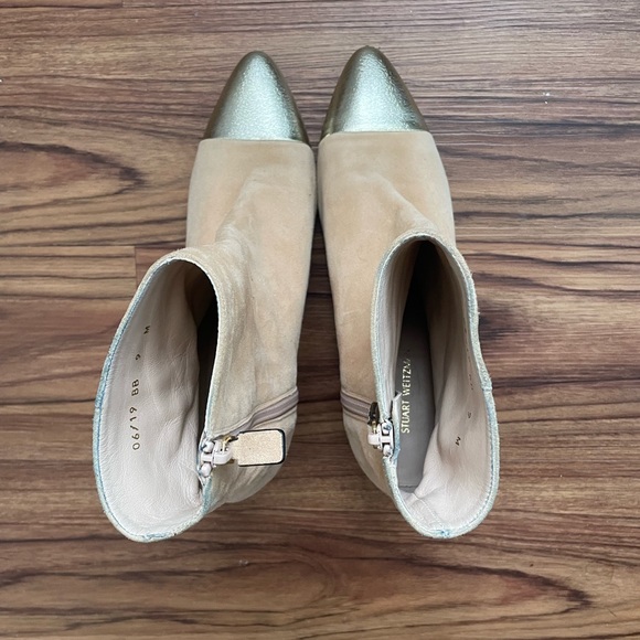 Stuart Weitzman gold cap toe booties - Picture 3 of 6